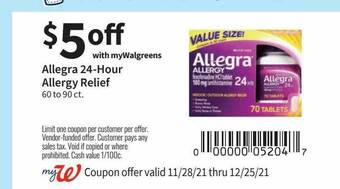 Walgreens Allegra 24-hour Allergy Relief offer