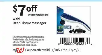 Walgreens Wahl Deep Tissue Massager offer