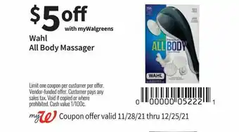 Walgreens Wahl All Body Massager offer