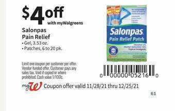 Walgreens Salonpas Pain Relief offer