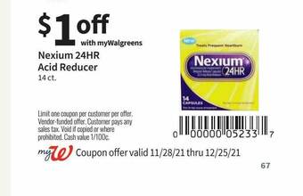 Walgreens Nexium 24hr Acid Reducer offer