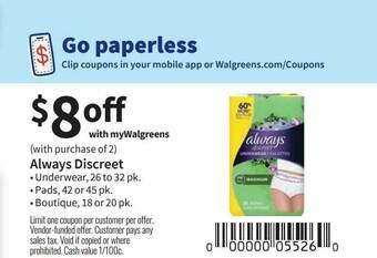 Walgreens Always Discreet offer