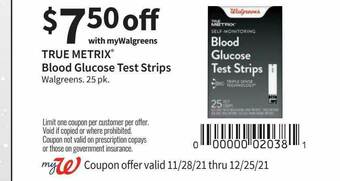 Walgreens True Metrix Blood Glucose Test Strips offer
