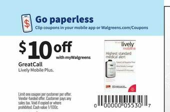 Walgreens GreatCall Lively Mobile Plus offer