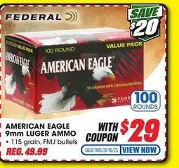 Big 5 Federal American Eagle 9mm Luger 100-Round Value Pack offer