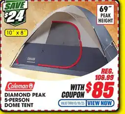 Big 5 Coleman Diamond Peak 5-Person Dome Tent offer