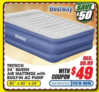 Big 5 Bestway Tritech Air Mattress Queen 24 with Built-in AC Pump offer