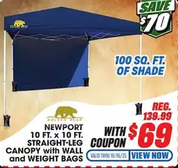 Big 5 Golden Bear Newport 10'x10' Straight-Leg Canopy with Wall offer