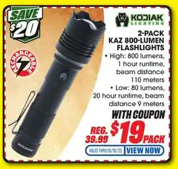 Big 5 Kodiak Kaz 800 Lumens Rechargeable Flashlights - 2-Pack offer