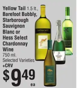 Smart & Final Yellow Tail, Barefoot Bubbly, Starborough Sauvignon Blanc or Hess Select Chardonnay Wine offer