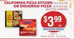 Smart & Final CALIFORNIA PIZZA KITCHEN OR DIGIORNO PIZZA offer