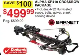 Dunham's Sports BARNETT ALPHA XP410 CROSSBOW PACKAGE offer
