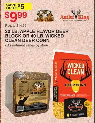Dunham's Sports ANTLER KING 20 LB. APPLE FLAVOR DEER BLOCK OR 40 LB. WICKED CLEAN DEER CORN offer