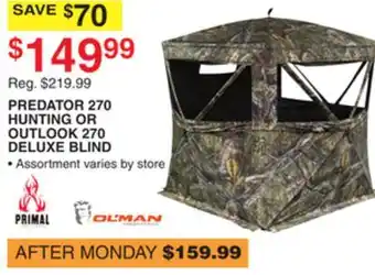Dunham's Sports PREDATOR 270 HUNTING OR OUTLOOK 270 DELUXE BLIND offer
