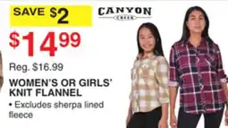 Dunham's Sports WOMEN'S OR GIRLS' KNIT FLANNEL offer