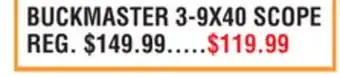 Dunham's Sports BUCKMASTER 3-9X40 SCOPE offer