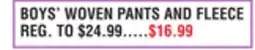 Dunham's Sports BOYS' WOVEN PANTS AND FLEECE offer