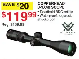 Dunham's Sports VORTEX OPTICS COPPERHEAD 3-9X40 SCOPE offer