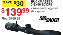Dunham's Sports SIG SAUER BUCKMASTER 3-9X50 SCOPE offer