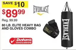 Dunham's Sports EVERLAST 80 LB. ELITE HEAVY BAG AND GLOVES COMBO offer