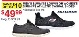 Dunham's Sports SKECHERS MEN LOUVIN OR WOMEN'S SUMMITS ATHLETIC CASUAL SHOES offer