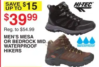 Dunham's Sports HI-TEC MEN'S MESA OR BEDROCK MID WATERPROOF HIKERS offer