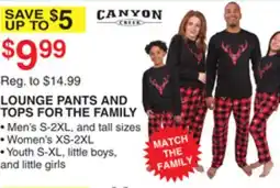 Dunham's Sports LOUNGE PANTS AND TOPS FOR THE FAMILY offer