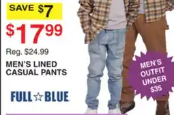 Dunham's Sports FULL-BLUE MEN'S LINED CASUAL PANTS offer