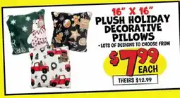 Ollie's 16 X 16 PLUSH HOLIDAY DECORATIVE PILLOWS offer