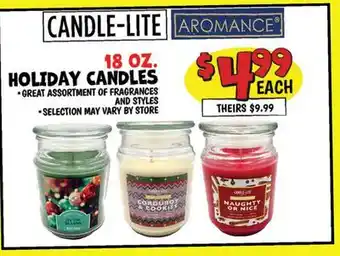 Ollie's CANDLE-LITE AROMANCE HOLIDAY CANDLES offer