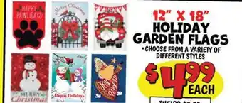 Ollie's HAPPY HOLIDAY GARDEN FLAGS offer