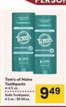 Safeway Tom's of Maine Toothpaste offer
