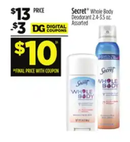 Dollar General Secret Whole Body Deodorant offer