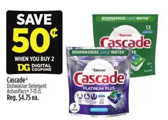 Dollar General Cascade Dishwasher Detergent ActionPacs offer