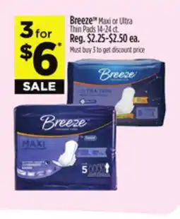 Dollar General Breeze Maxi or Ultra Thin Pads offer