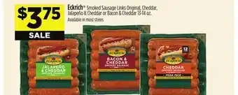 Dollar General Eckrich Smoked Sausage Links Original, Cheddar, Jalapeño & Cheddar or Bacon & Cheddar offer