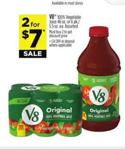 Dollar General V8 100% Vegetable Juice offer
