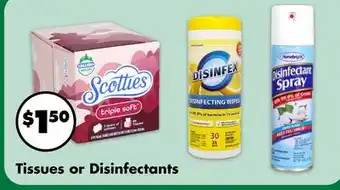 Dollar Tree Tissues or Disinfectants offer