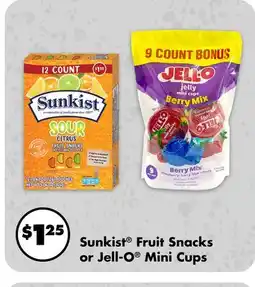 Dollar Tree Sunkist Fruit Snacks or Jell-O Mini Cups offer