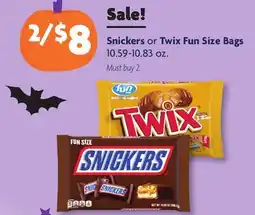 Family Dollar Snickers or Twix Fun Size Bags offer