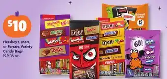 Family Dollar Hershey's, Mars, or Ferrara Variety Candy Bags offer