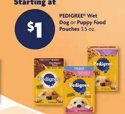 Family Dollar PEDIGREE Wet Dog or Puppy Food Pouches offer
