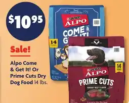Family Dollar Alpo Come & Get It! Or Prime Cuts Dry Dog Food offer