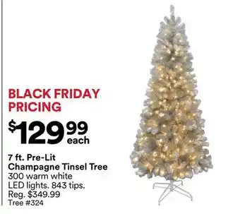 Michaels 7 ft. Pre-Lit champagne Tinsel Tree offer