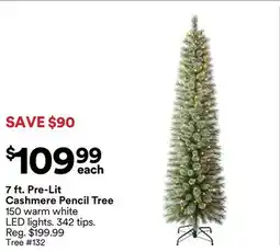 Michaels 7 ft. Pre-Lit cashmere Pencil Tree offer