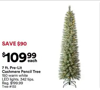 Michaels 7 ft. Pre-Lit cashmere Pencil Tree offer