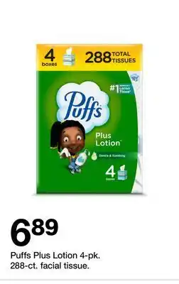 Target Puffs Plus Lotion 4-pk. 288-ct. facial tissue offer