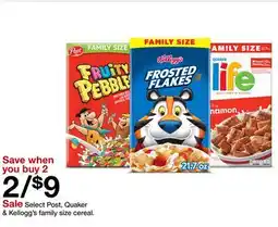 Target Select Post, Quaker & Kellogg's family size cereal offer