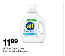 Target All Free Clear 73-oz. liquid laundry detergent offer