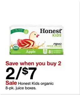 Target Honest Kids organic 8-pk. juice boxes offer